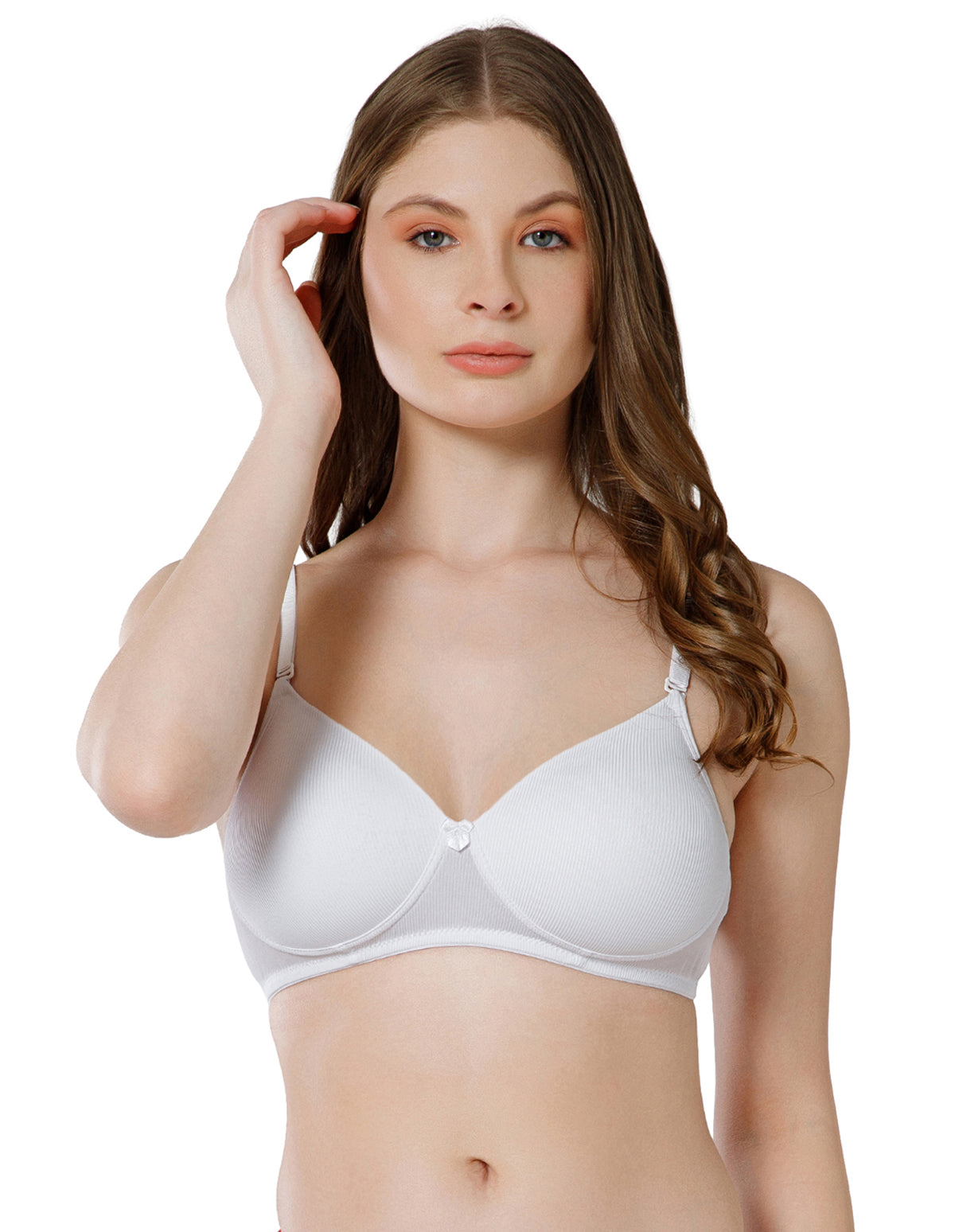 Seamless Spandex Wirefree Padded Full Coverage Bra with Removable Straps - White (#6725W)