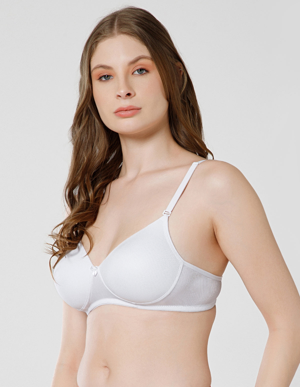 Seamless Spandex Wirefree Padded Full Coverage Bra with Removable Straps - White (#6725W)