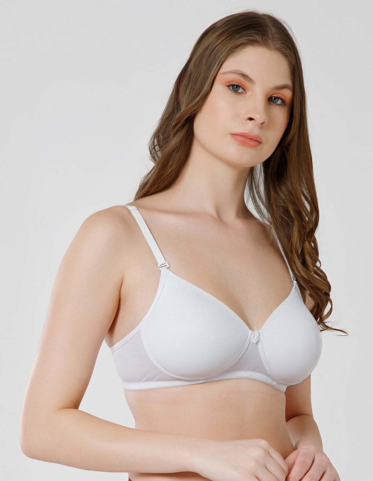 Seamless Spandex Wirefree Padded Full Coverage Bra with Removable Straps - White (#6725W)
