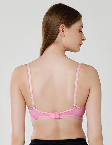 Seamless Polyamide Wirefree Padded Full Coverage Bra with Removable Straps - Pink (#6755PNK)