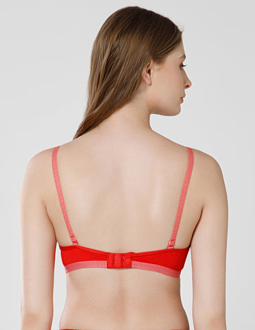 Seamless Polyamide Wirefree Padded Full Coverage Bra with Removable Straps - Red (#6755RED)