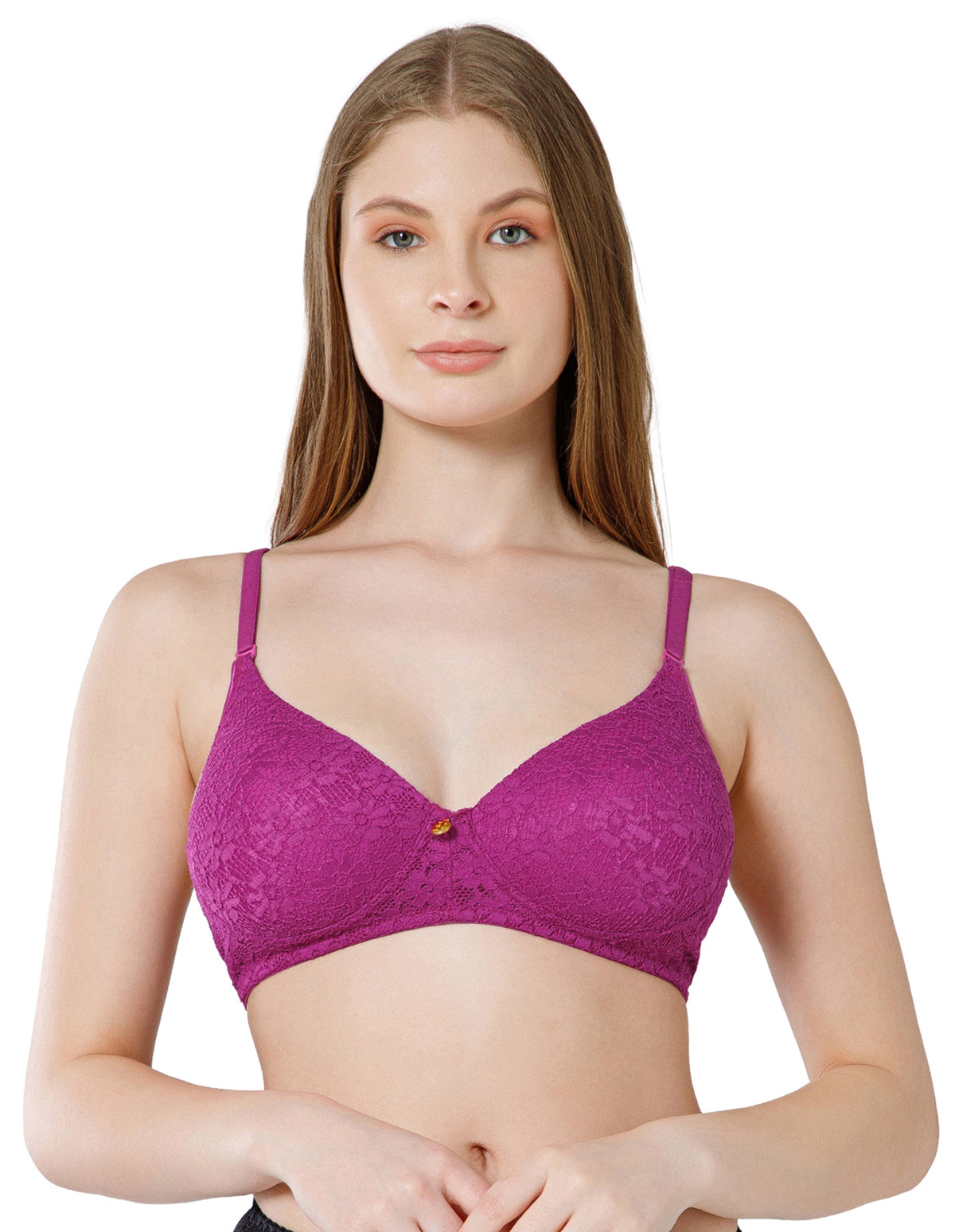 Soft Nylon Net Wirefree Full Coverage Bra with Removable Straps - D.Pur (#6757D.PUR)