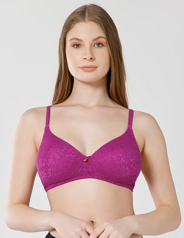 Soft Nylon Net Wirefree Full Coverage Bra with Removable Straps - D.Pur (#6757D.PUR)