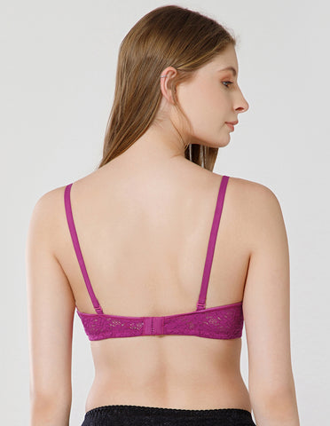Soft Nylon Net Wirefree Full Coverage Bra with Removable Straps - D.Pur (#6757D.PUR)