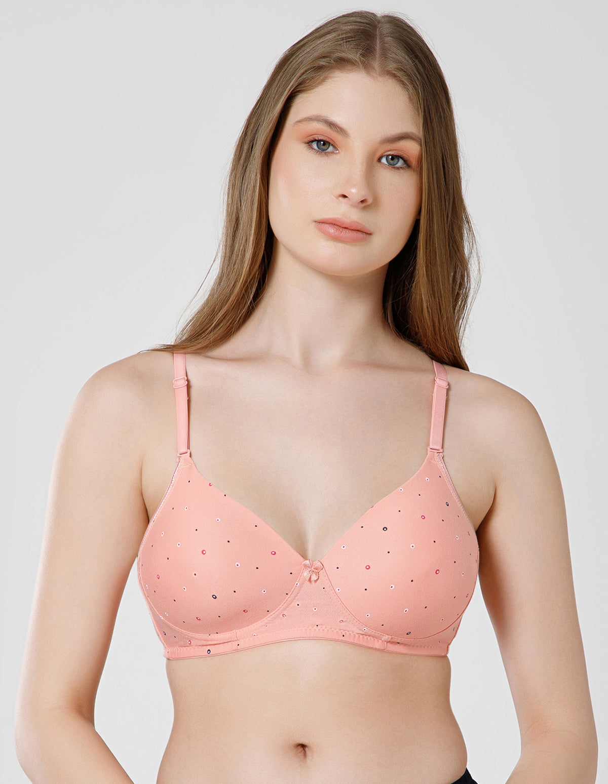 Polycotton Wirefree Push Up Full Coverage Bra with Removable Straps - Peach (#6762A-PCH)