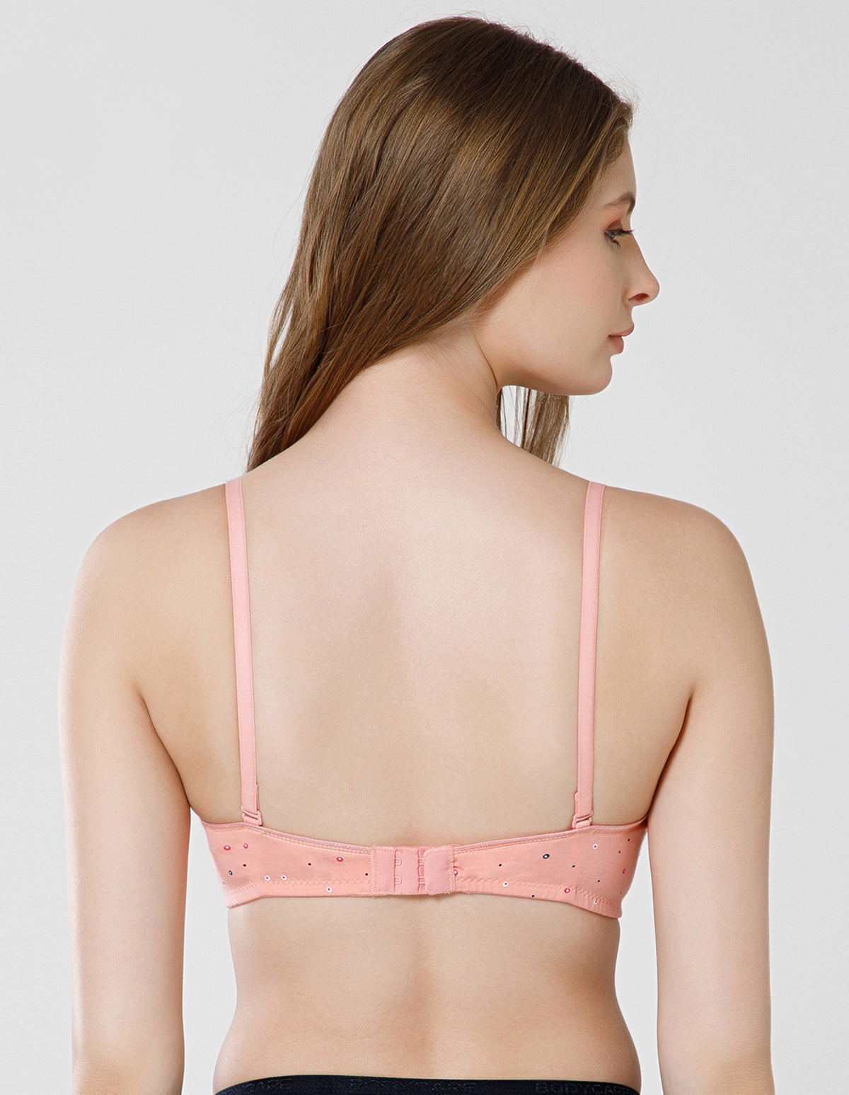 Polycotton Wirefree Push Up Full Coverage Bra with Removable Straps - Peach (#6762A-PCH)