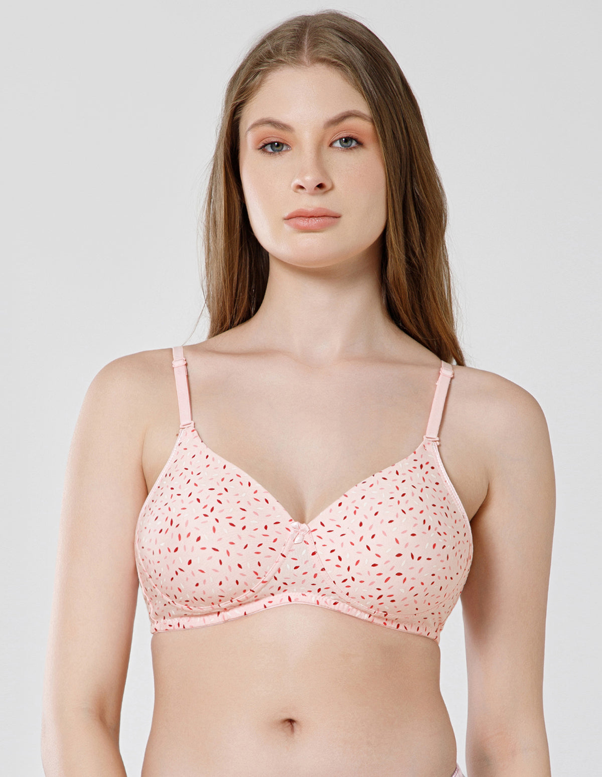 Polycotton Wirefree Push Up Full Coverage Bra with Removable Straps - Pink (#6762A-PNK)
