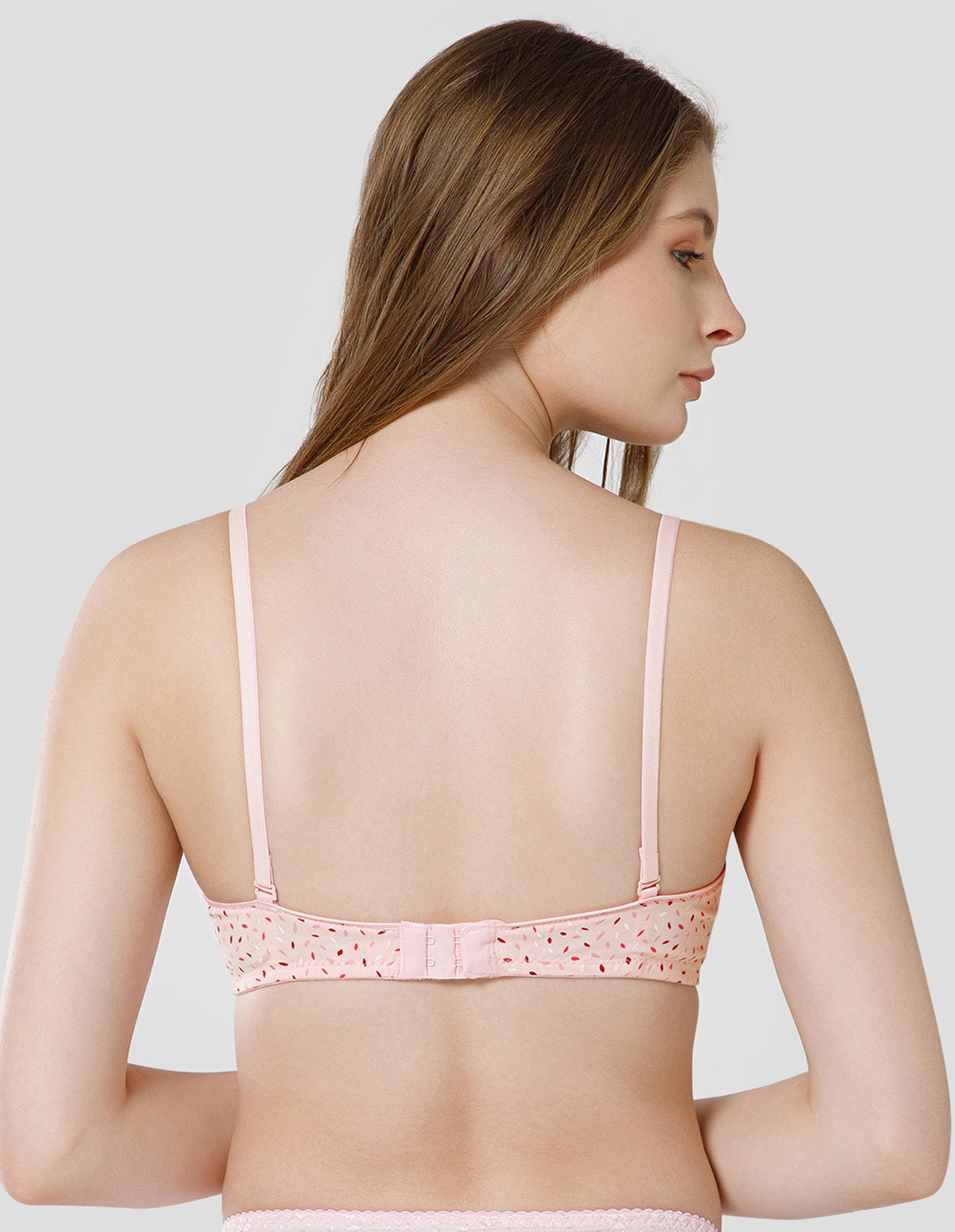 Polycotton Wirefree Push Up Full Coverage Bra with Removable Straps - Pink (#6762A-PNK)