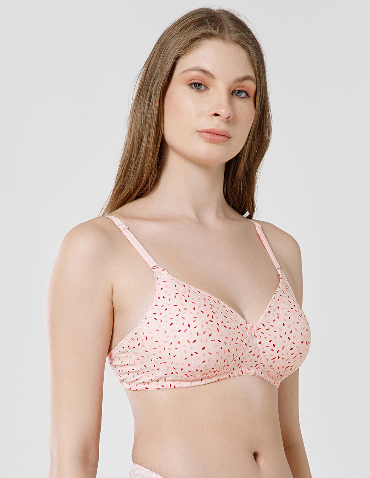 Polycotton Wirefree Push Up Full Coverage Bra with Removable Straps - Pink (#6762A-PNK)