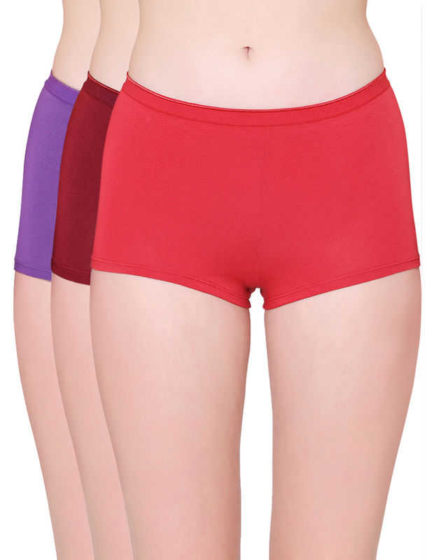 Bodycare Womens Cotton Spandex Multicolor Solid SHORTY Briefs-Pack of 3 (E-7D-RERAPU-3Pcs)