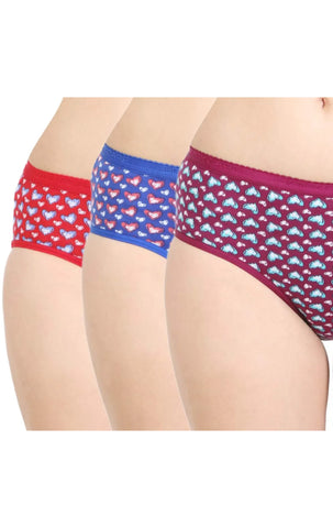 Pack of 3 Bodycare Cotton Printed Premium Panties in Assorted colors-8256