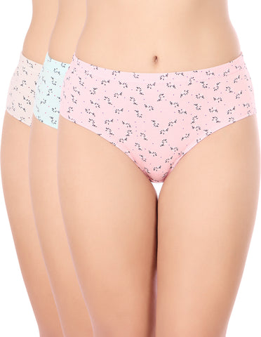 Bodycare Mid Rise Self Design Panty (Pack of 3) - Multicolor - 8491