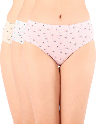 Bodycare Mid Rise Floral Print Panty (Pack of 3) - Multicolor - 8492