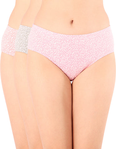 Bodycare Mid Rise Self Design Panty (Pack of 3) - Multicolor - 8496