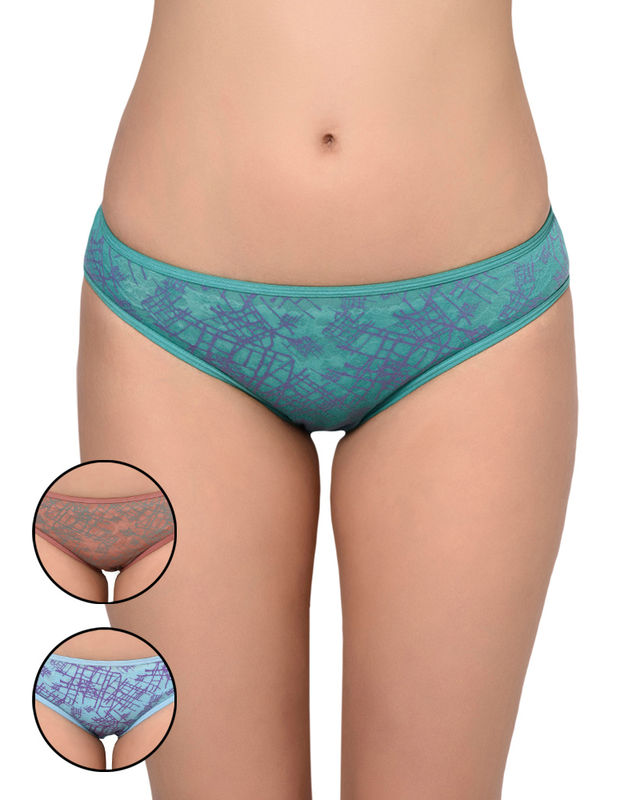 BODYCARE Pack of 3 Hipster Panty in Assorted print-8560B