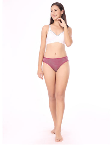 Bodycare High Cut Brief Self Design Panty (Pack of 3) - Multicolor - 8574
