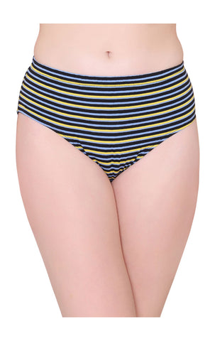 Bodycare Womens Cotton Spandex Assorted Striped High Cut Briefs-Pack of 3 (E-8702-3Pcs)