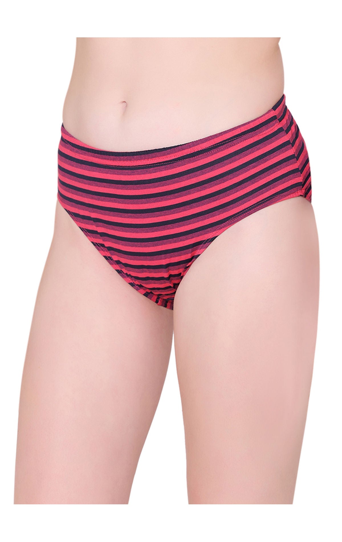 Bodycare Womens Cotton Spandex Assorted Striped High Cut Briefs-Pack of 3 (E-8704-3Pcs)