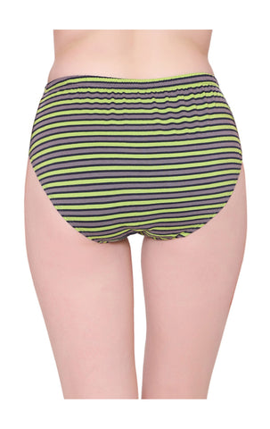 Bodycare Womens Cotton Spandex Assorted Striped High Cut Briefs-Pack of 3 (E-8704-3Pcs)