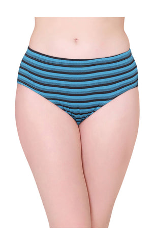 Bodycare Womens Cotton Spandex Assorted Striped High Cut Briefs-Pack of 3 (E-8709-3Pcs)