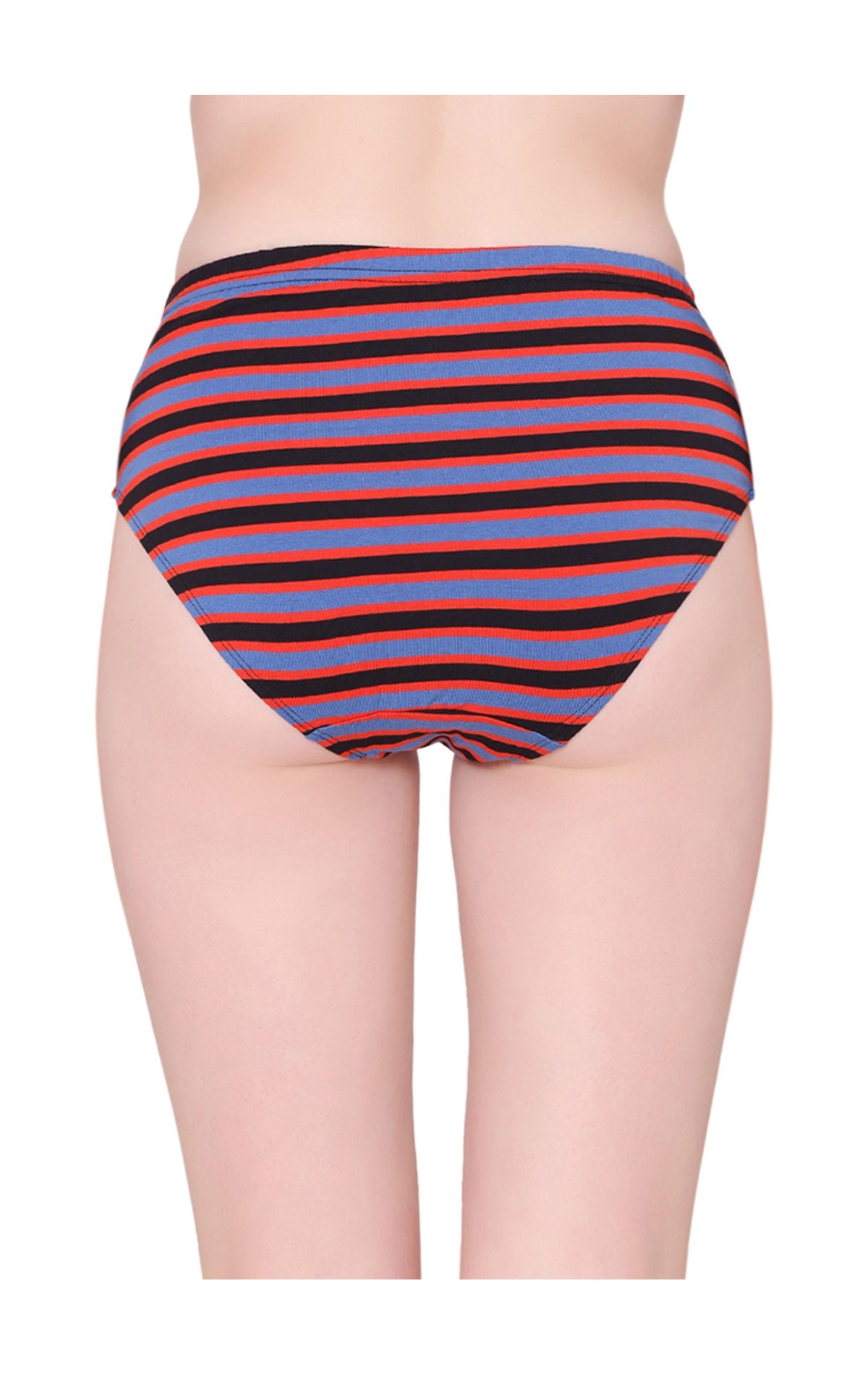 Bodycare Womens Cotton Spandex Assorted Striped High Cut Briefs-Pack of 3 (E-8710-3Pcs)