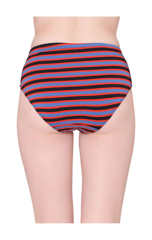 Bodycare Womens Cotton Spandex Assorted Striped High Cut Briefs-Pack of 3 (E-8710-3Pcs)