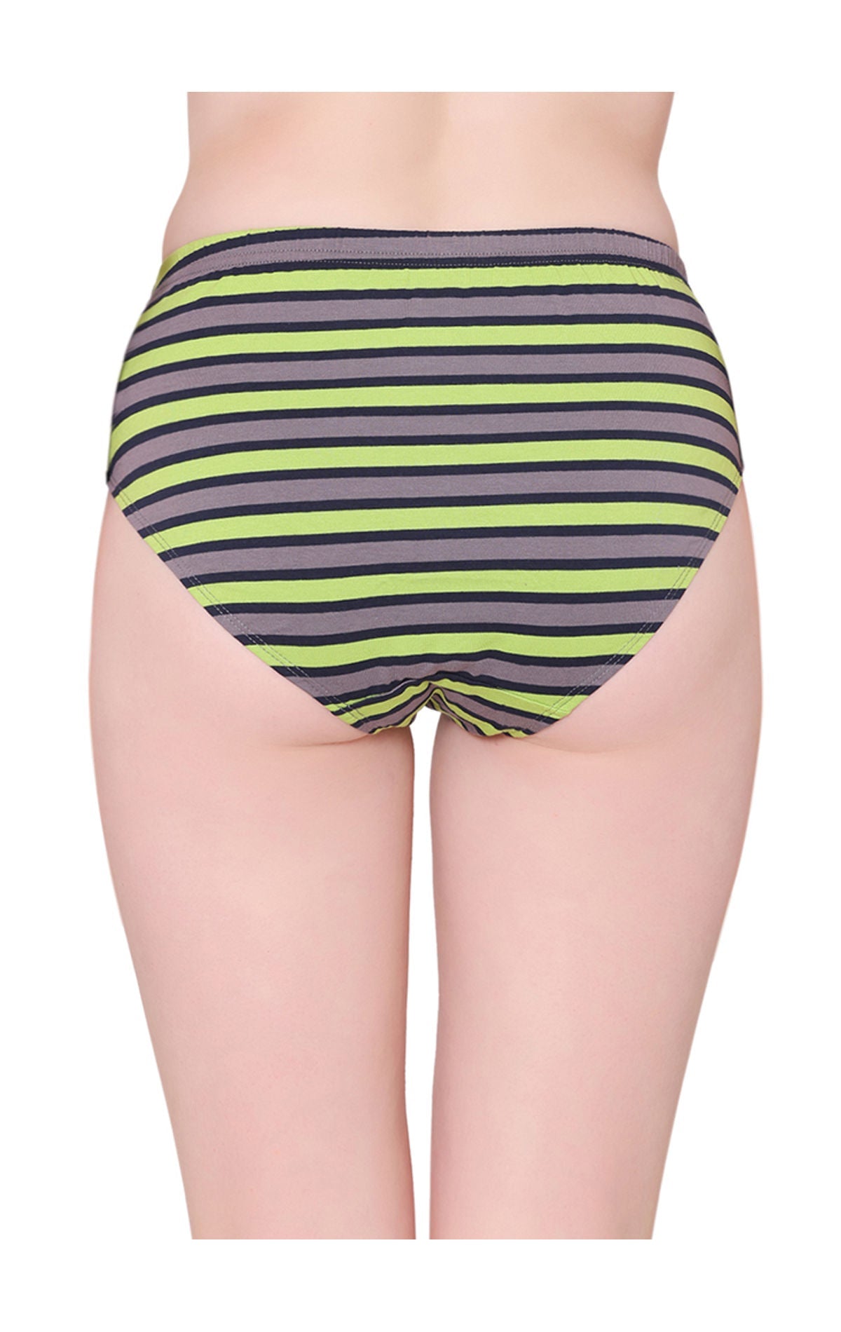 Bodycare Womens Cotton Spandex Assorted Striped High Cut Briefs-Pack of 3 (E-8710-3Pcs)