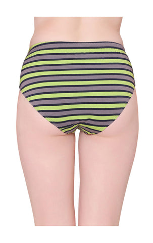 Bodycare Womens Cotton Spandex Assorted Striped High Cut Briefs-Pack of 3 (E-8710-3Pcs)