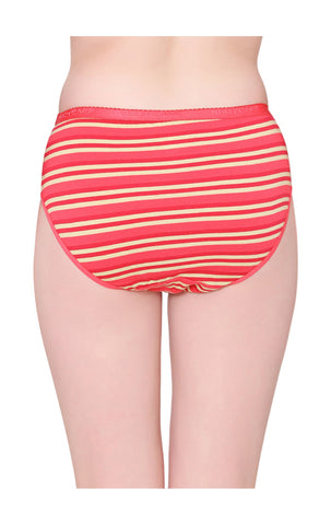 Bodycare Womens Cotton Spandex Assorted Striped High Cut Briefs-Pack of 3 (E-8802-3Pcs)