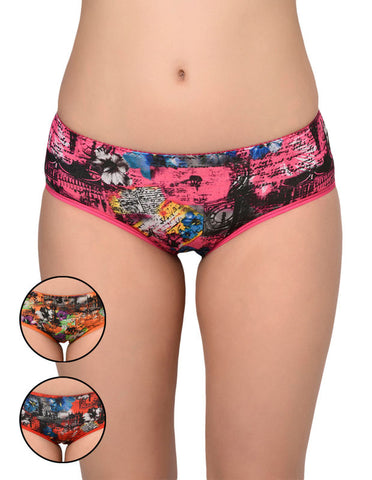 BODYCARE Pack of 3 Hipster Panty in Assorted Print-9006