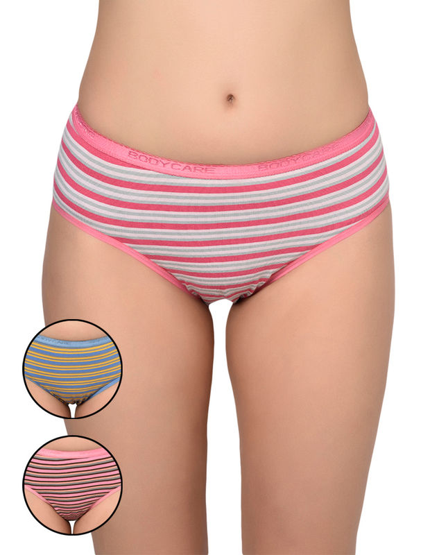 BODYCARE Pack of 3 Stripes High cut Panty in Assorted-9202