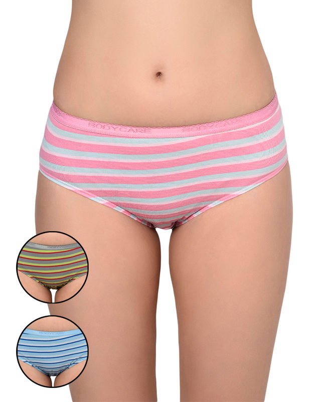 BODYCARE Pack of 3 Stripes Hipster Panty in Assorted-9211