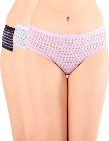 Bodycare Mid Rise Self Design Panty (Pack of 3) - Multicolor - 9280
