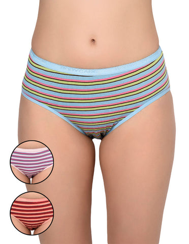 BODYCARE Pack of 3 Stripes Hipster Panty in Assorted-9299