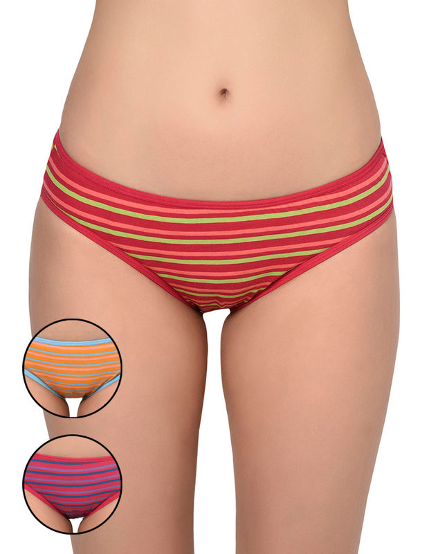 BODYCARE Pack of 3 Stripes Hipster Panty in Assorted-9449