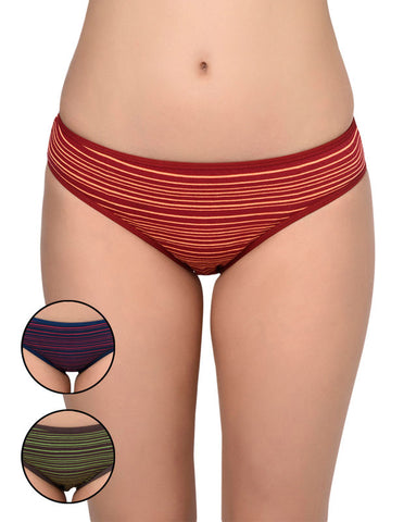 BODYCARE Pack of 3 Stripes Hipster Panty in Assorted-9450