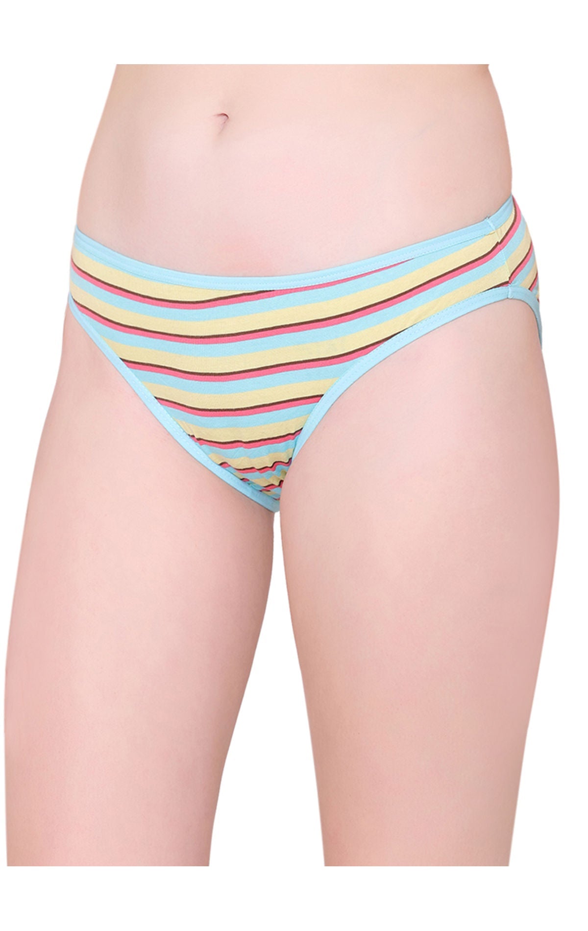 Bodycare Womens Combed Cotton Assorted Striped Bikini Briefs-Pack of 3 (E-9455-3Pcs)