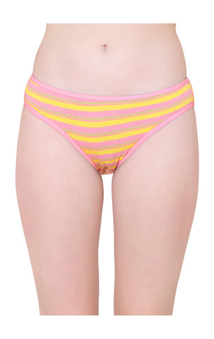 Bodycare Womens Combed Cotton Assorted Striped Bikini Briefs-Pack of 3 (E-9455-3Pcs)