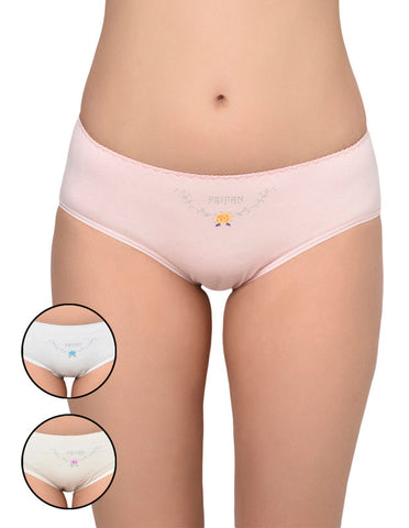 BODYCARE Pack of 3 Solid Hipster Panty in Assorted color-9514