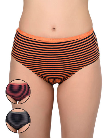 BODYCARE Pack of 3 Stripes Hipster Panty in Assorted color-9556