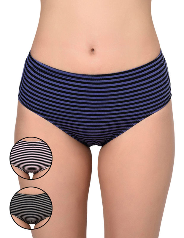 BODYCARE Pack of 3 Stripes Hipster Panty in Assorted color-9557