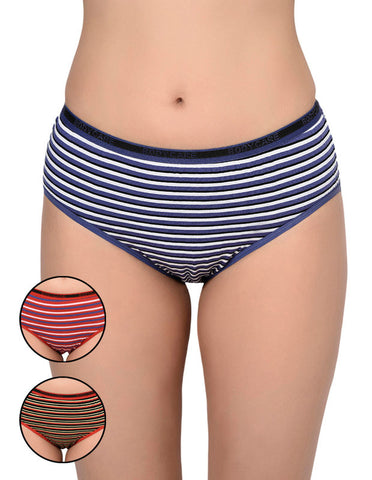 BODYCARE Pack of 3 Stripes Hipster Panty in Assorted-9559