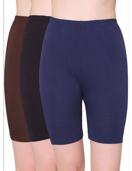 Bodycare Womens Combed Cotton Black:Navy:Brown Solid SHORTY -E-9D-BLNVYBR-3Pcs-Pack of 3