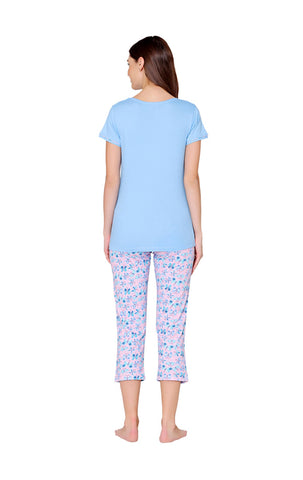 Bodycare Womens Combed Cotton Printed Tshirt & Capri Set-BSCS16001