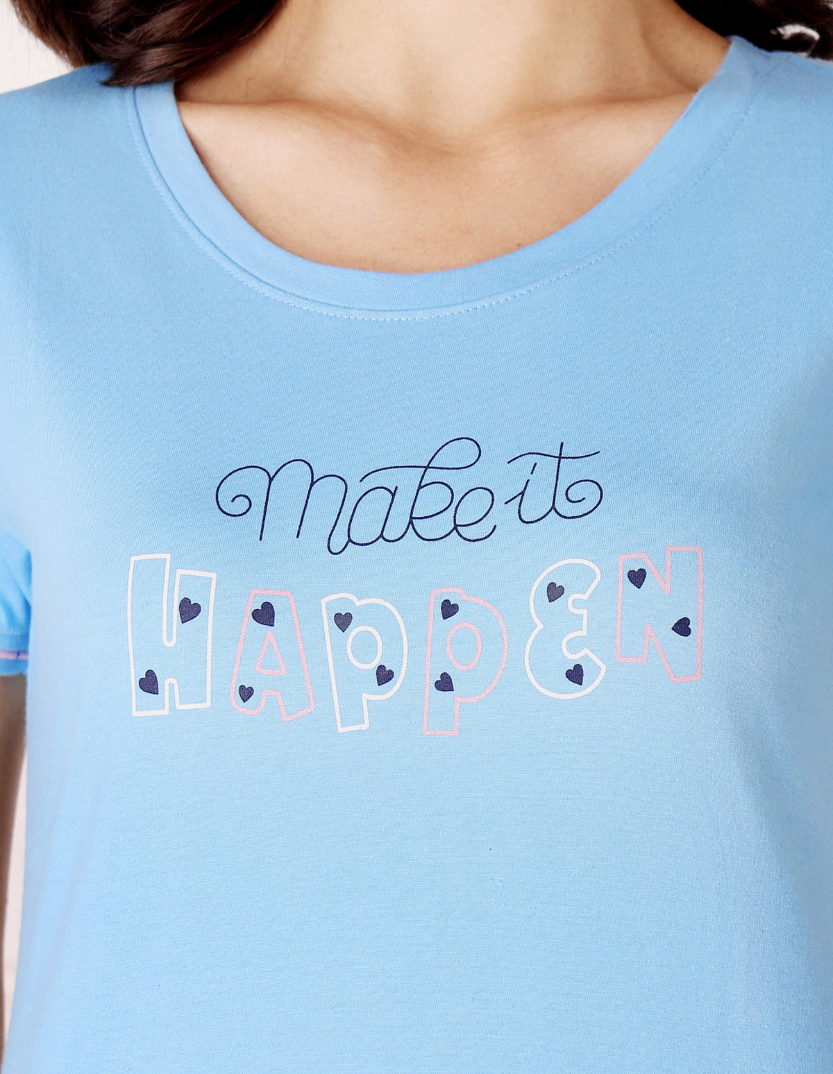 Bodycare Women’s Blue & Pink Printed T-Shirt & Capri Co-ord Set for Everyday Wear-BSCS16001