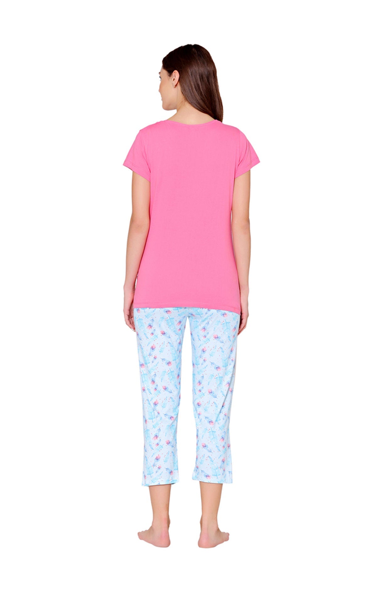 Bodycare Womens Combed Cotton Printed Tshirt & Capri Set-BSCS16002