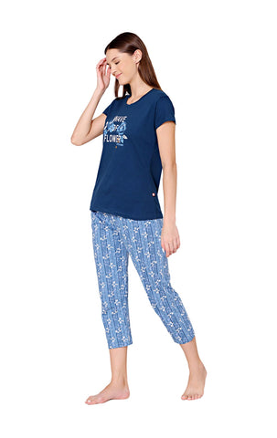 Bodycare Womens Combed Cotton Printed Tshirt & Capri Set-BSCS16005