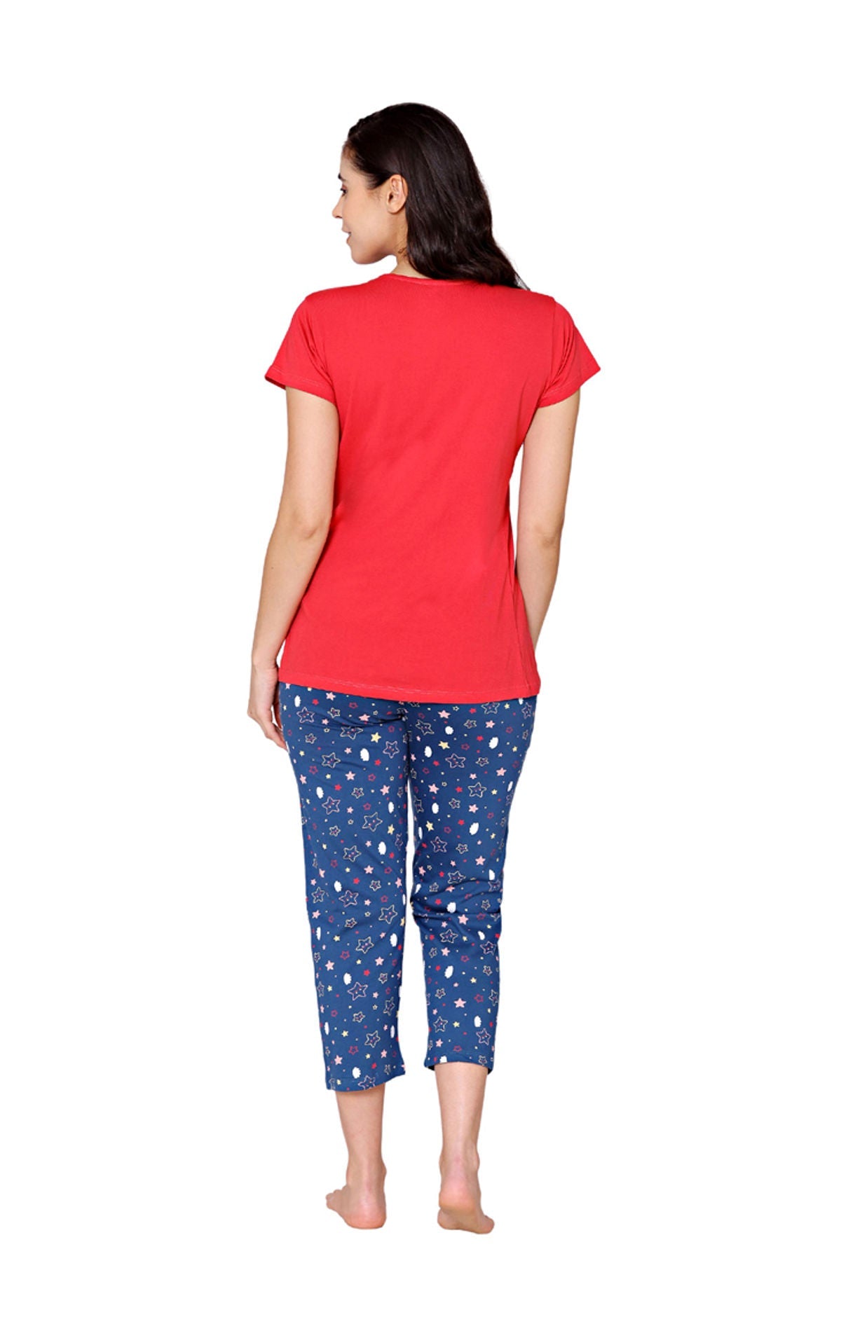 Bodycare Womens Combed Cotton Printed Tshirt & Capri Set-BSCS16009