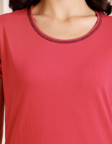 Bodycare Women’s Red & Black Printed T-Shirt & Capri Co-ord Set for Everyday Wear-BSCS16020