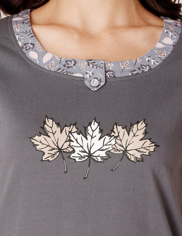 Bodycare Women’s Grey Printed T-Shirt & Capri Co-ord Set for Everyday Wear-BSCS16024